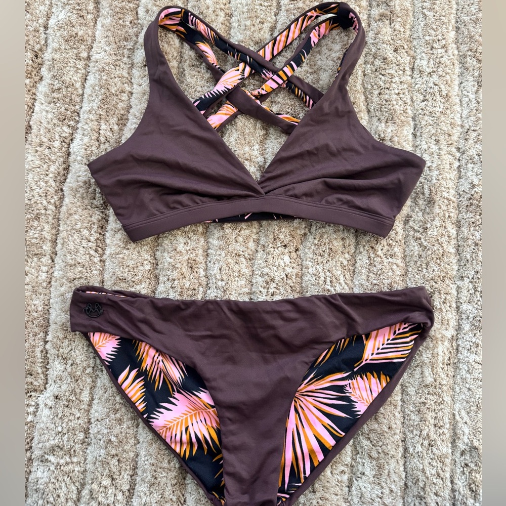 Maaji Purple / Tropical Reversible Bikini Set